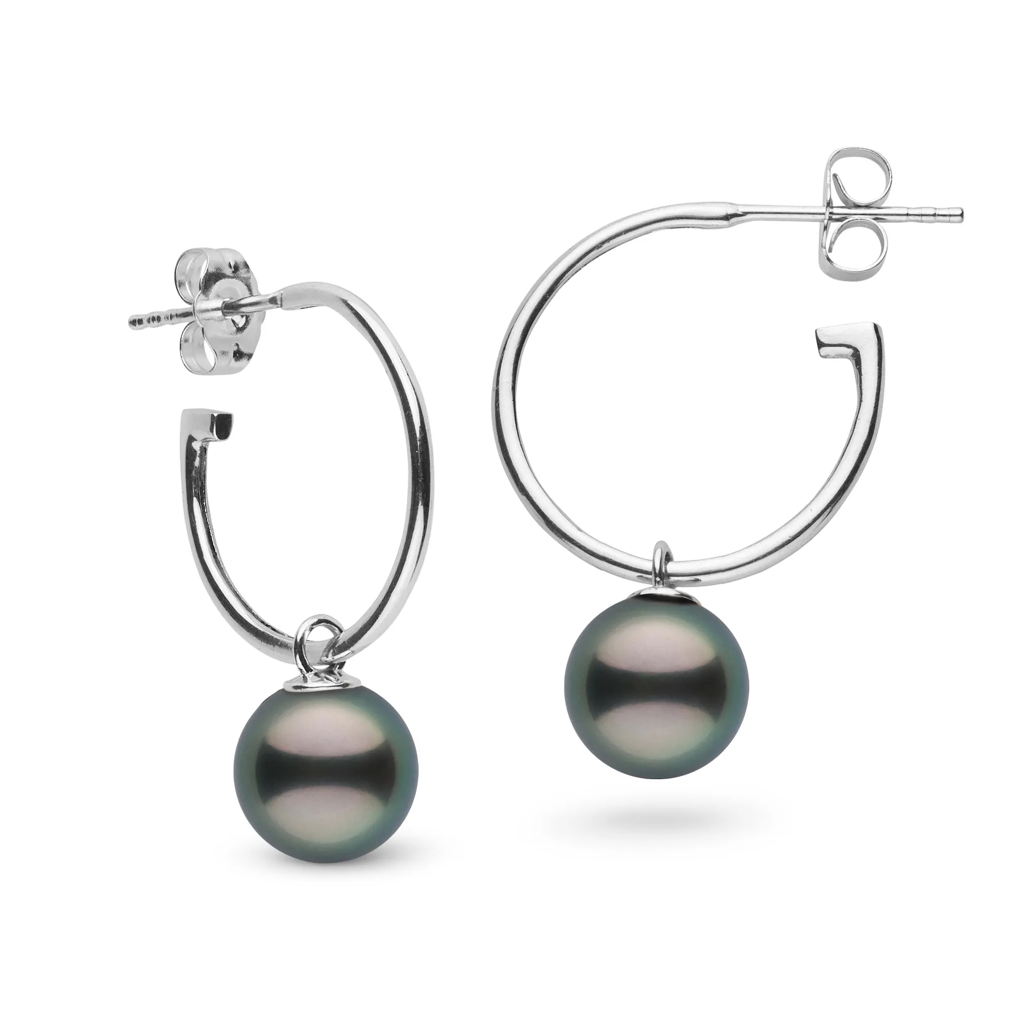 8.0-9.0 mm Tahitian Pearl Charm Hoop Earrings