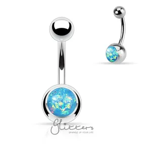 Aqua Opal Glitter Set 316L Surgical Steel Belly Button Ring