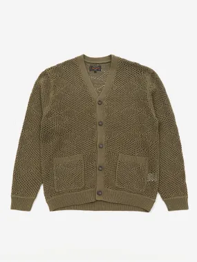 Beams Plus Argyle Mesh Cardigan - Olive