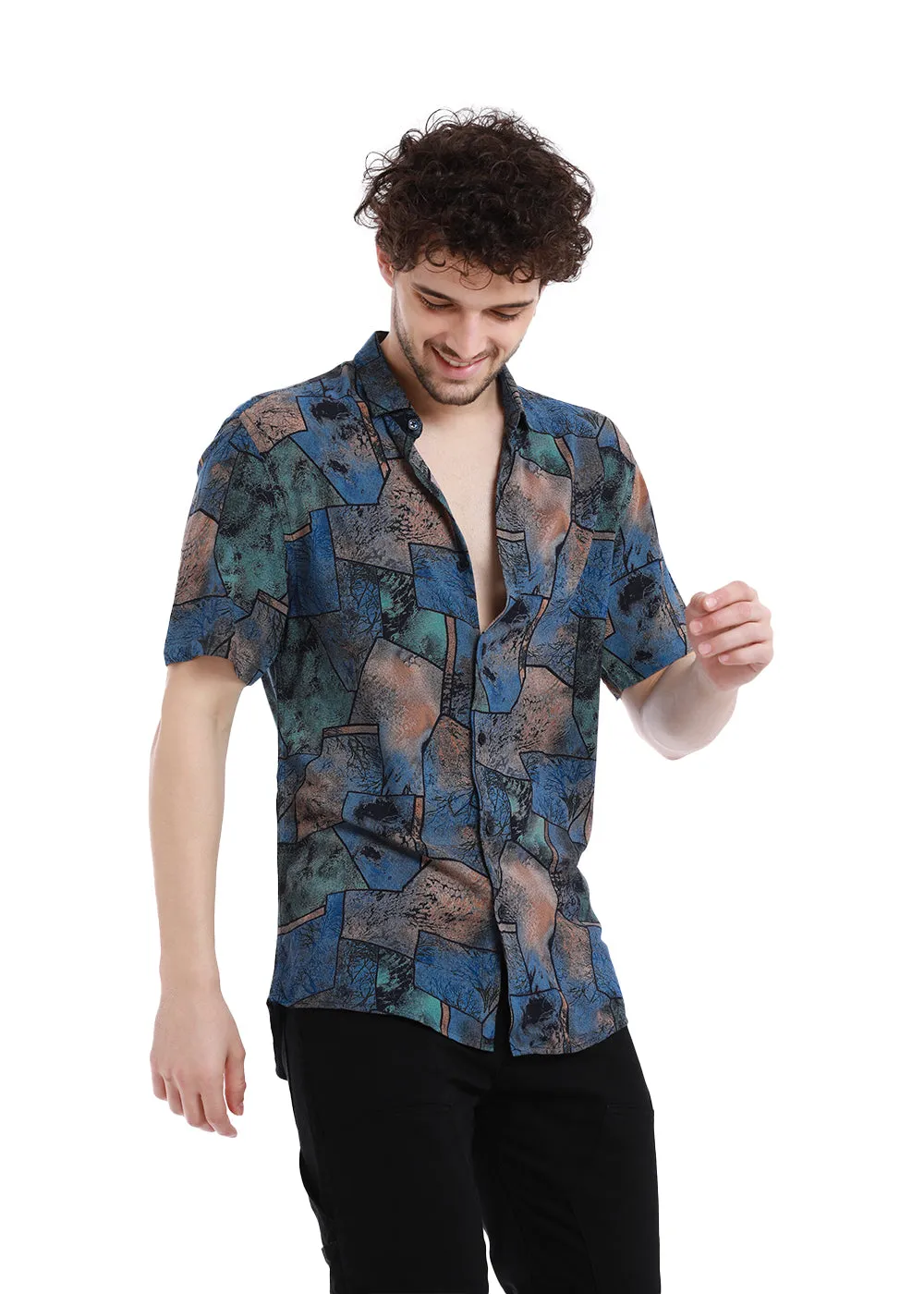 Copac Blue Half Sleeves Feather Shirt