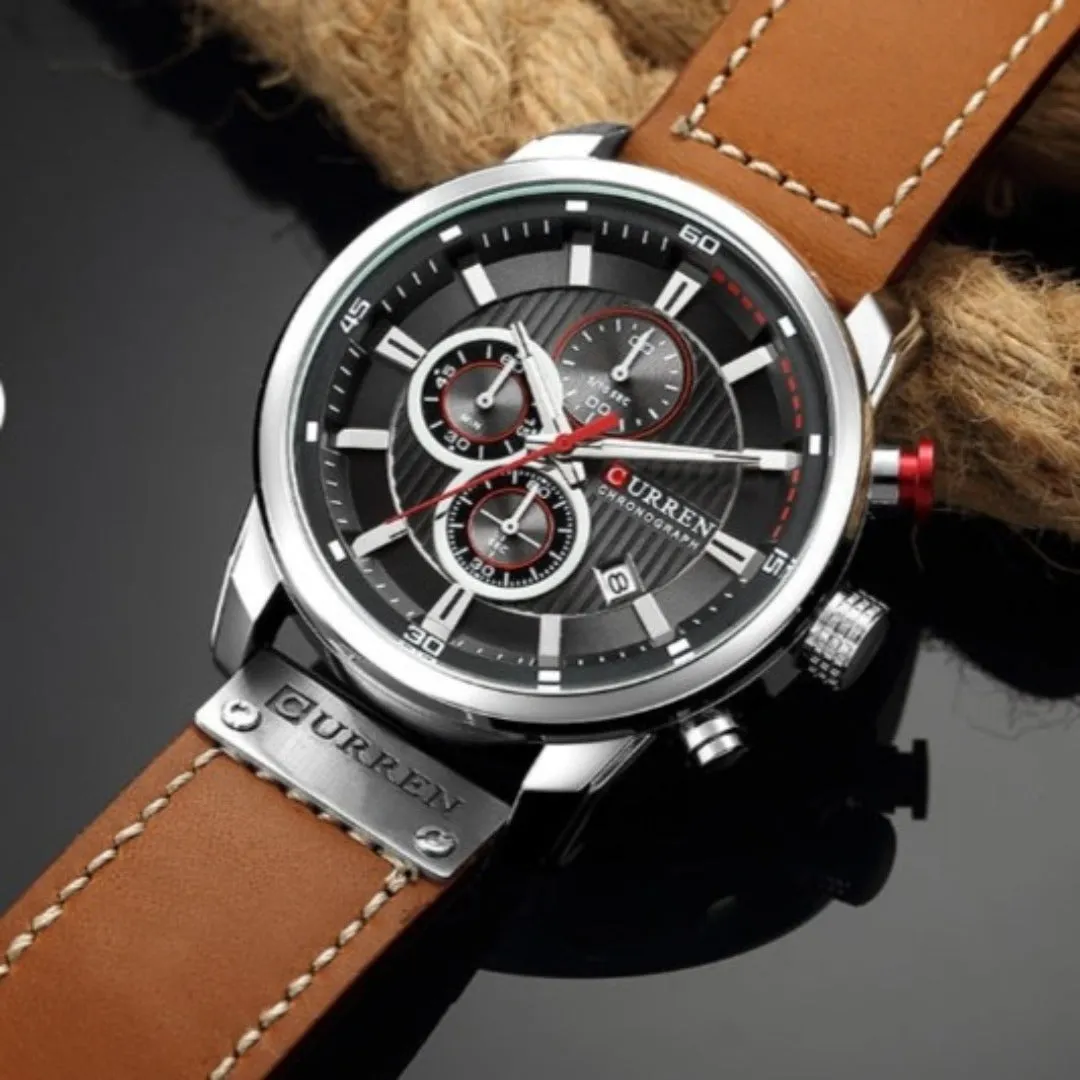 CURREN Fashion Leather Date Quartz Men Watches