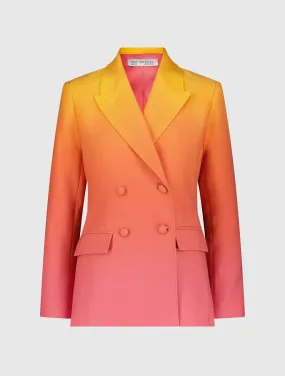 Double Breasted Crepe Sunset Ombre Blazer