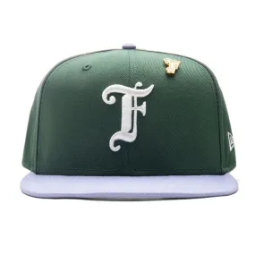 Feature x New Era Old English F Snapback Hat w/ Pin - Cilantro/Lavender