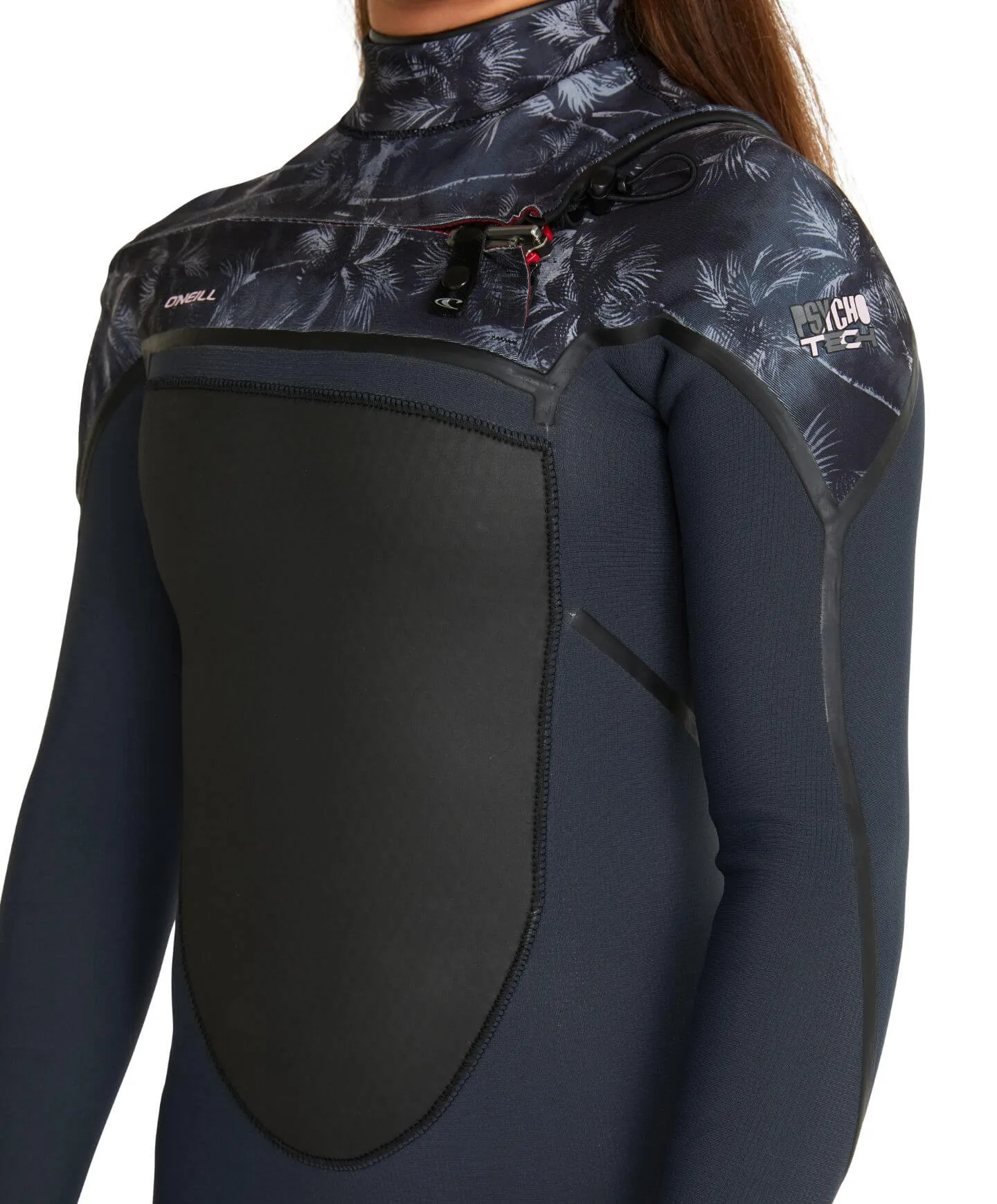 Girl's Psycho Tech 4/3mm Steamer Chest Zip Wetsuit - Gunmetal