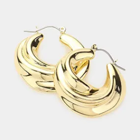 Gold Dipped Abstract Metal Hoop Earrings- M H W ACCESSORIES