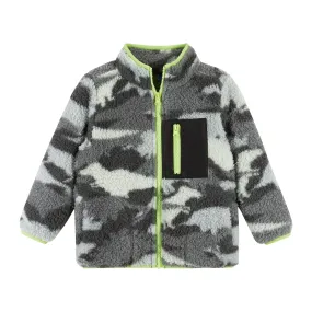 Infant Camo Dino Sherpa Zip-Up  | Grey