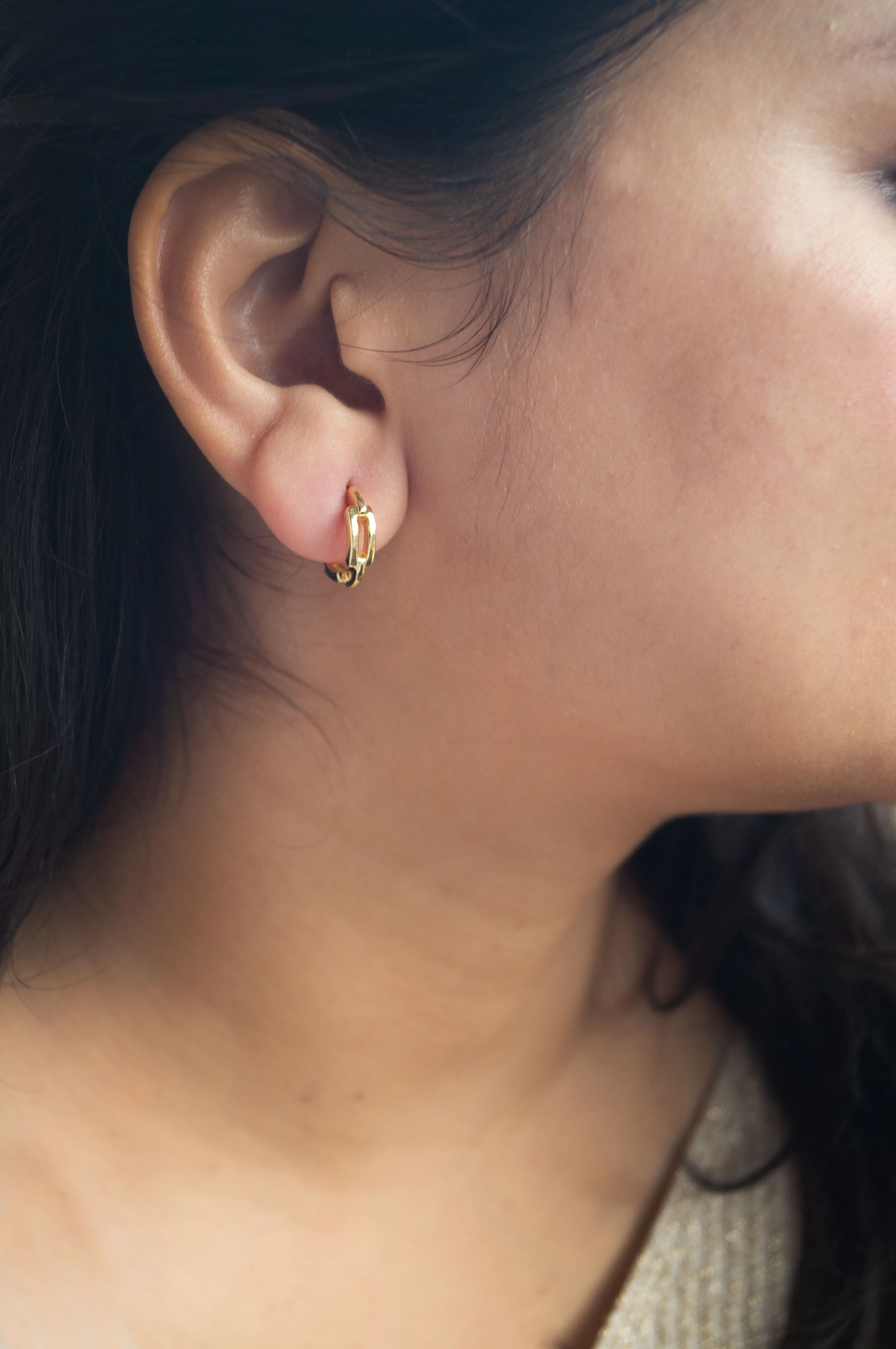 Interlinked Front And Back Rose Gold Plated Sterling Silver Hoop Earrings