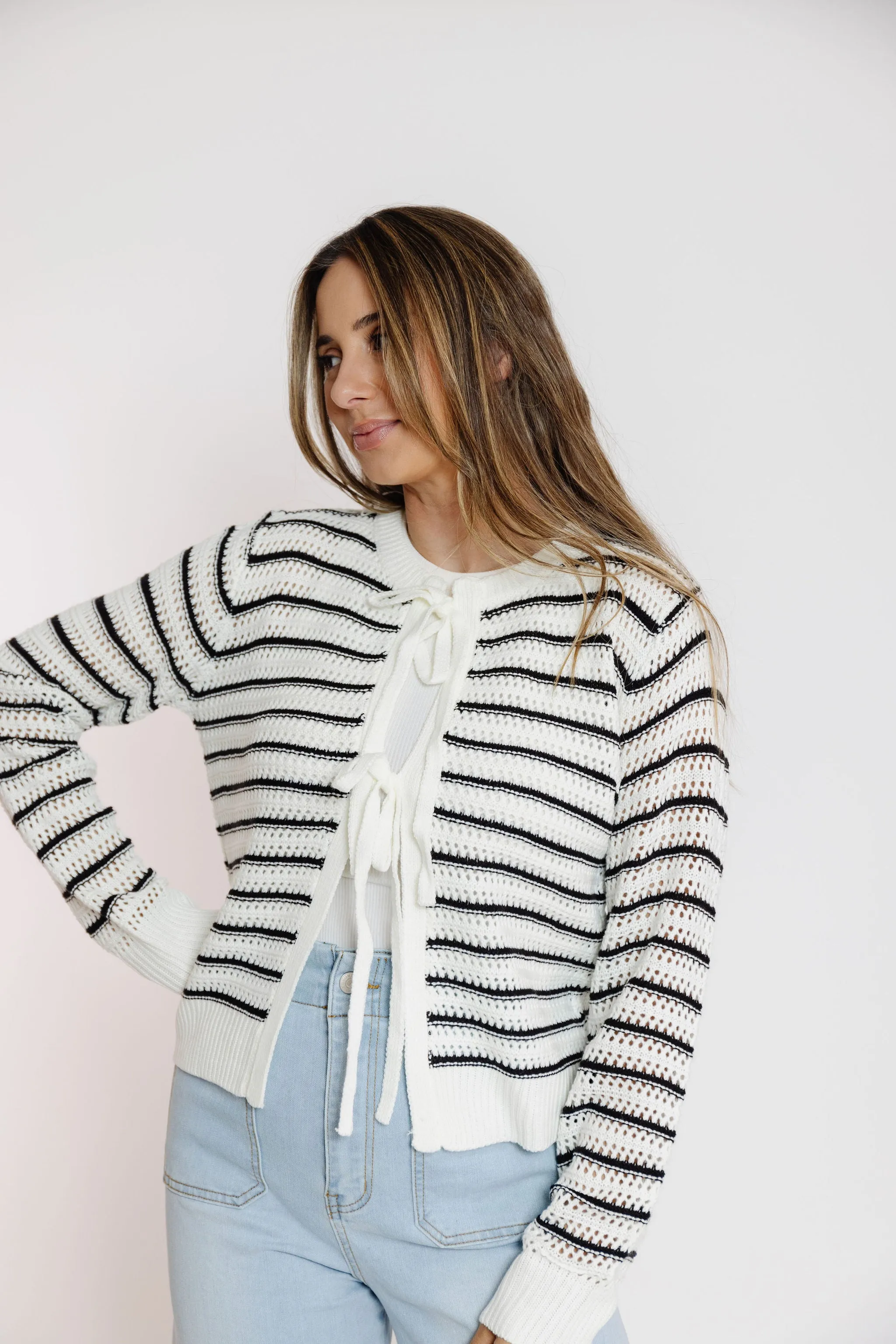 Ira Cardigan in Ivory/Black