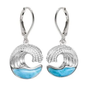 Larimar Ocean Wave Lever Back Earrings