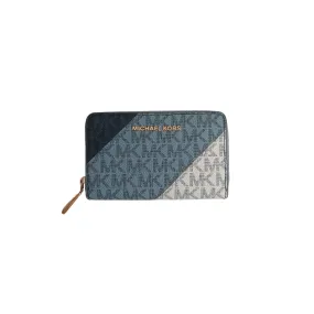 Michael Kors Navy Multi Jet Set Ziparound Card Case | Like New |