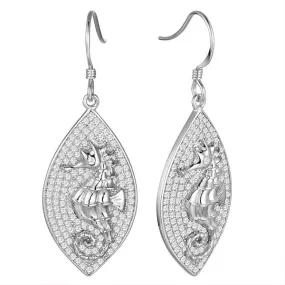 Pavé Seahorse Mandorla Earrings