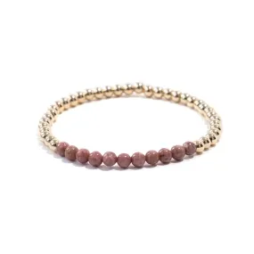 Rhodonite Gold Beaded Gemstone Bracelets - 4 mm