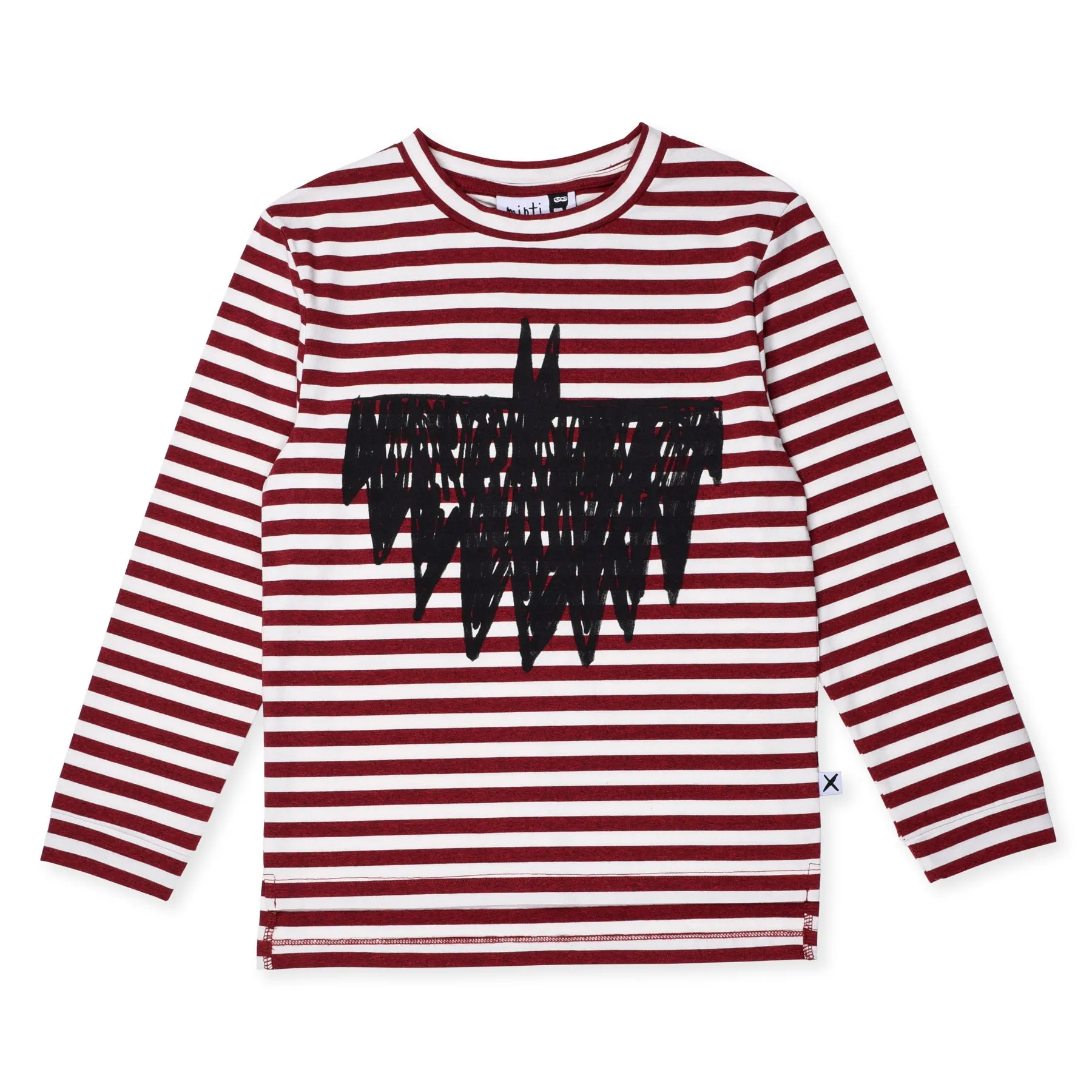 Sketched Bat LS Tee Burnt Red Motley Stripe