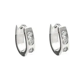 Stainless Steel CZ Huggie Hoop Earrings-M H W ACCESSORIES