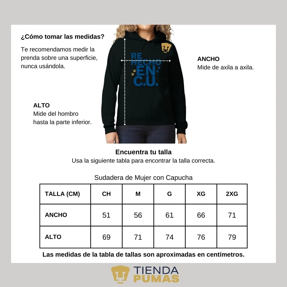 Sudadera Mujer Hoodie Pumas UNAM Re Hecho en C.U.