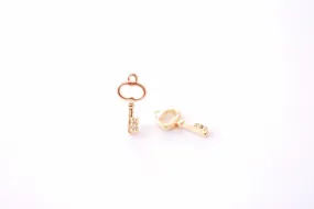 Wholesale Small Dainty Key Charm | 16K Gold Plated over Brass CZ Cubic Zirconia | Tiny Gold Lock Key Pendant Brass Charms B326