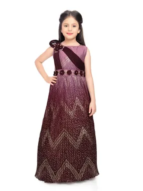 Wine Coloured Wire Concept Style Gown For Girls