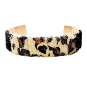 Wrapped Texture Faux Leather Leopard Print Cuff Bracelet