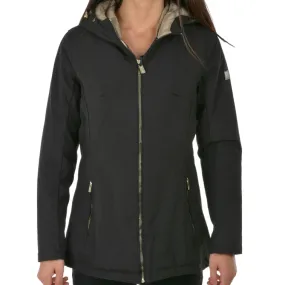 Yes Zee Women's down jacket with hood medium length O088/Q400 0801 black-beige